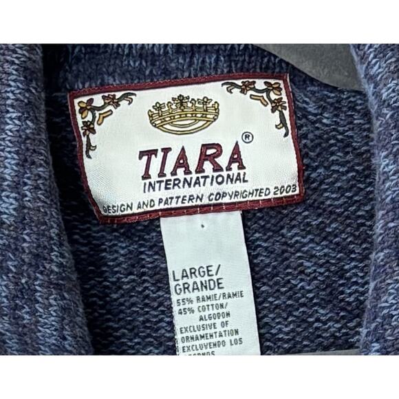 VTG Tiara International Holiday Snow Flake Beaded Sequin Sweater Sz L Zip Up - Picture 7 of 7